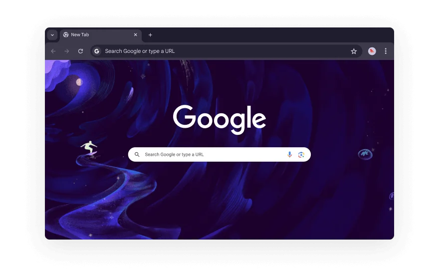An abstract Chrome UI is surrounded by icons that represent categories for browser extensions. The icons represent Shopping, Entertainment, Tools, Art & Design, and Accessibility.