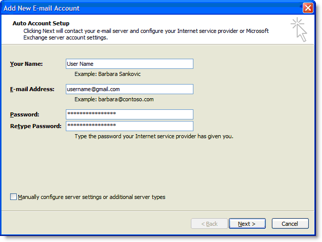 show password on outlook account settings