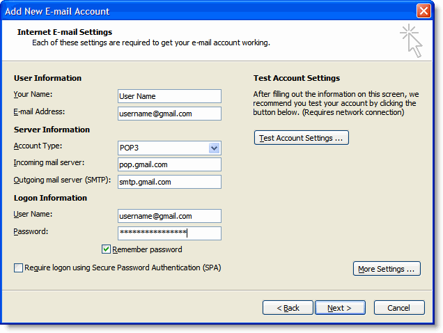 configurar cuenta gmail en microsoft outlook 2007