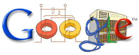 ケーブルがあって、データセンターの感じを示す Google Doodle の画像。