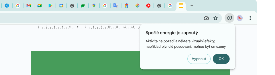 A cursor has clicked on the Energy Saver icon, which explains background activity and some visual effects have been limited to save memory.