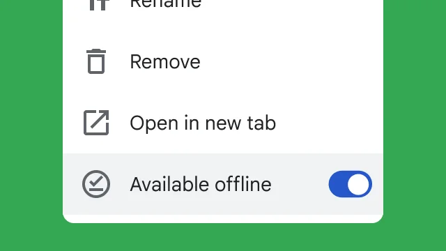 A toggle allows users to access their files while working offline.