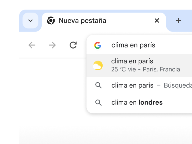 Un usuario escribió clima en París en la barra de direcciones de Chrome y obtuvo resultados al instante.