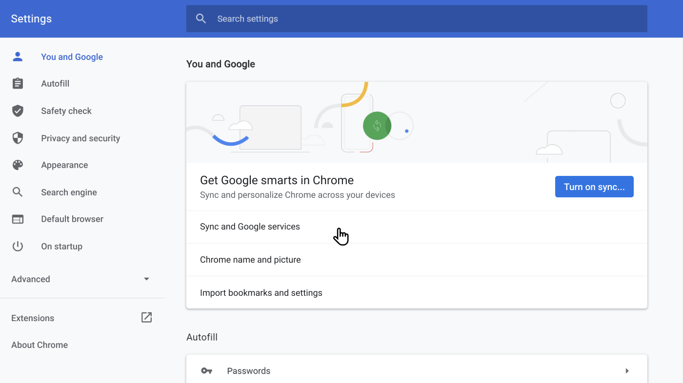 where is settings icon in google chrome