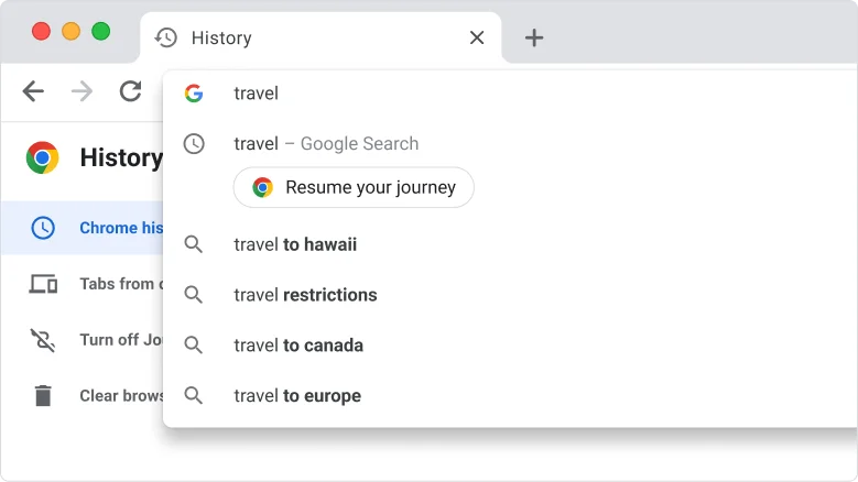An example of how to Resume your journey