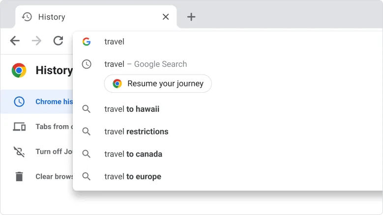 An example of how to Resume your journey