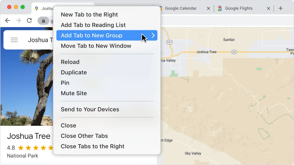 An example of how to create a Tab Group