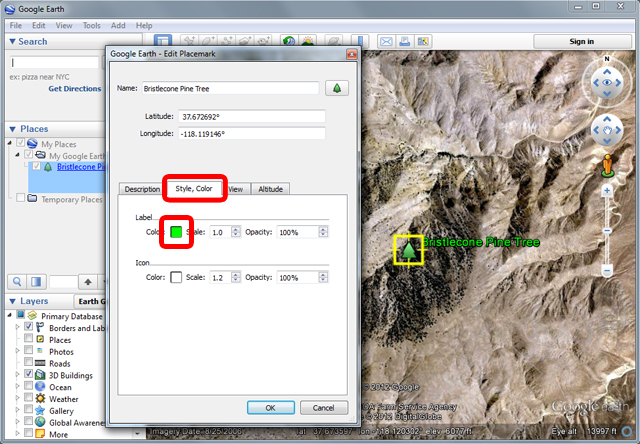 google earth pro how to move a pin