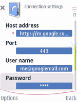 Host address, port, user name, password