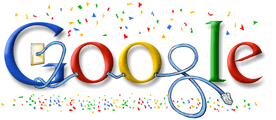 Google のロゴの Doodle で2番目の「ｇ」がインターネットのケーブルをイメージにしたイラスト画像。