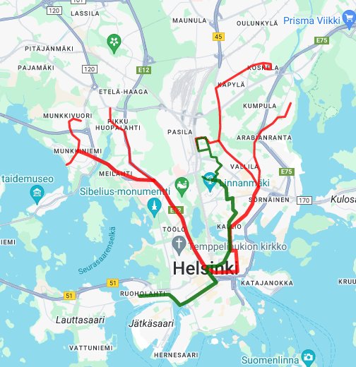 Helsinki future tram routes - Google My Maps