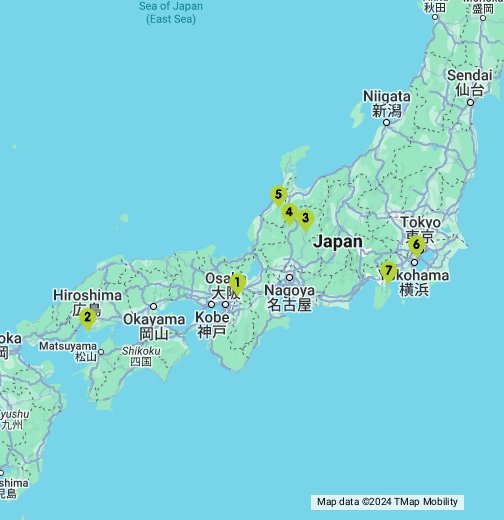 Images Of Japan Map 14 days in Japan by Way Away   Google My Maps