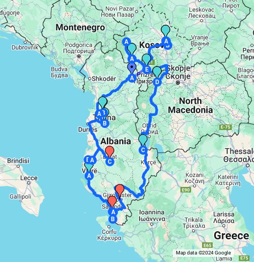 saranda karta Discover Albania and Kosovo   Google My Maps
