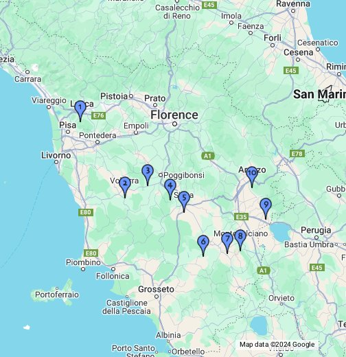 Map Of Cortona Italy Map of Tuscany Region of Italy   Google My Maps