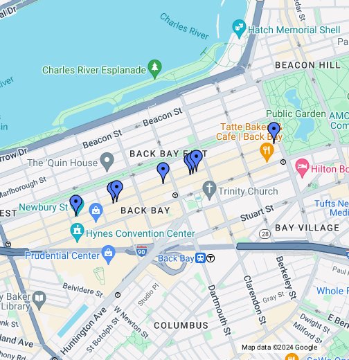Map Of Boylston Street Boston Newbury Street Stores   Google My Maps
