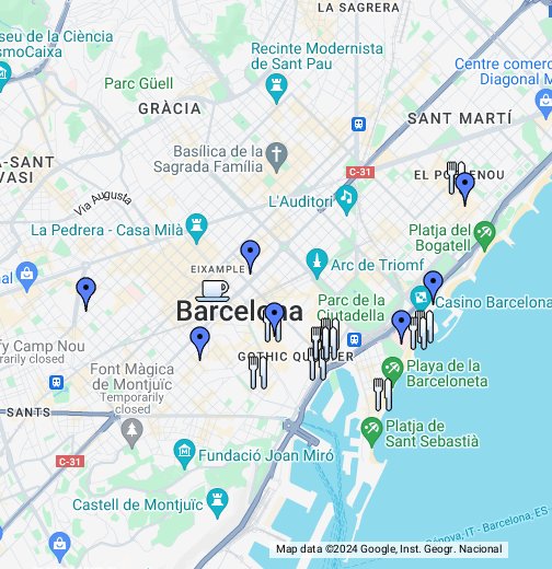 Mapa Comercial Passeig de Gràcia en Barcelona, Cataluña, España