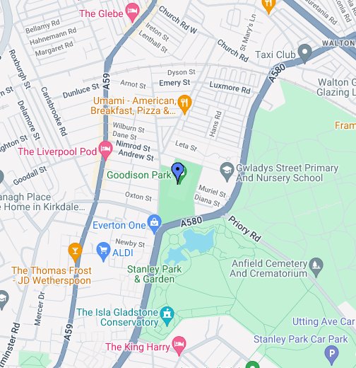 Map Of Goodison Park Goodison Park – Google My Maps