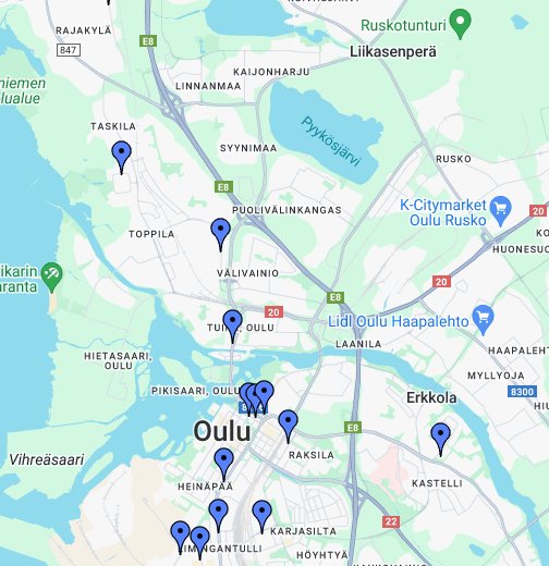 Oulun kirpputorit - Google My Maps
