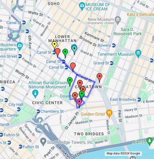 New York City Chinatown > Manhattan > Canal Street Map