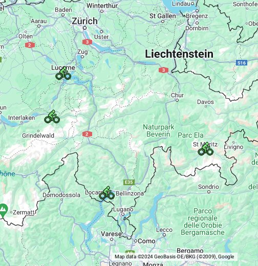 Sveitsin kartta pyörämatkat - Google My Maps