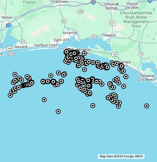 Destin FL GPS Fishing Numbers Coordinates Artificial Reefs wrecks