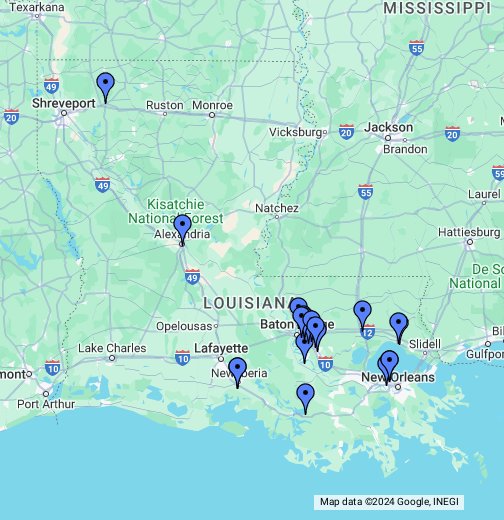 Louisiana County Map – shown on Google Maps