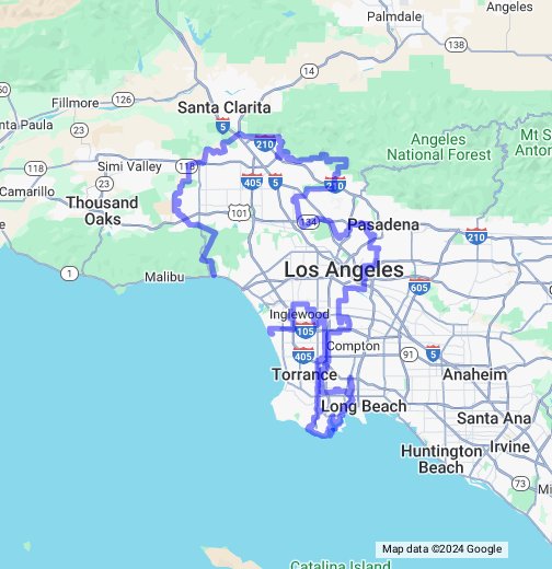Google Map of the City Los Angeles, USA - Nations Online Project