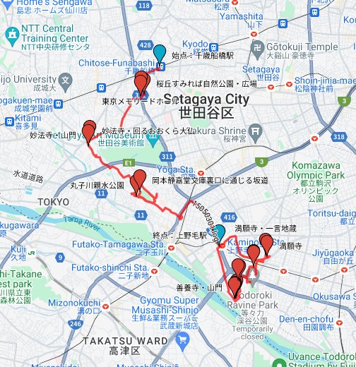 世田谷区多摩川沿いを巡る - Google My Maps