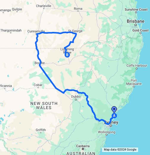 Driving directions to Lightning Ridge NSW, Australia - Google My Maps