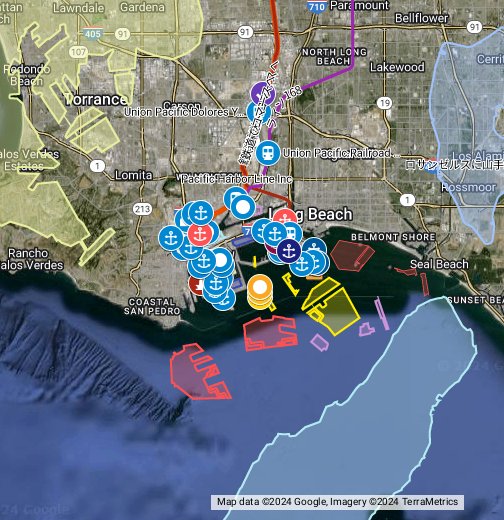 PORT ロサンゼルス港とロングビーチ港のヤード - Google My Maps