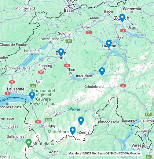 Sveitsin nähtävyydet - Google My Maps