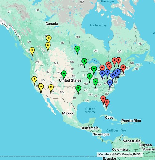 NHL 2013-14: Realignment Location-maps, with the 4 new divisions