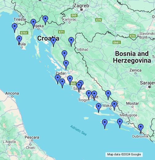 Kroatian kartta - Kroatian nähtävyydet kartalla - Adrian Matkat - Google My  Maps