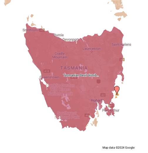 tasmanian devil habitat map