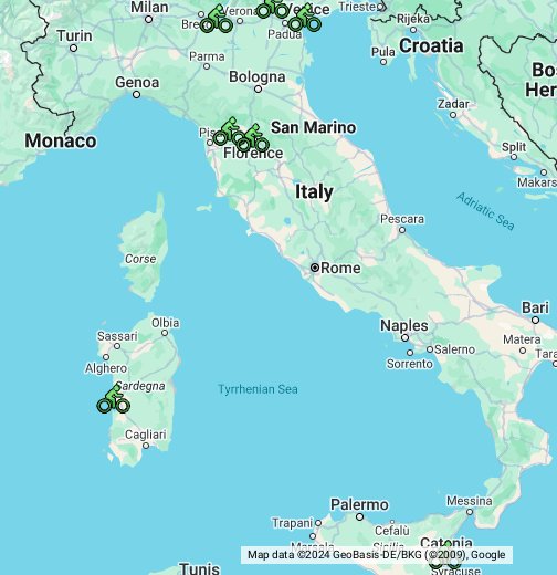 Italian kartta pyörämatkat - Google My Maps