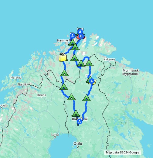 Rovaniemi - Nordkapp - Google My Maps