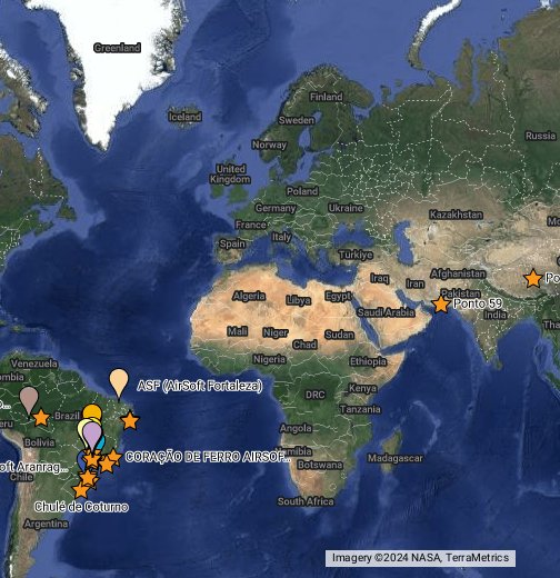 Mapa de Equipes de Airsoft pelo Brasil