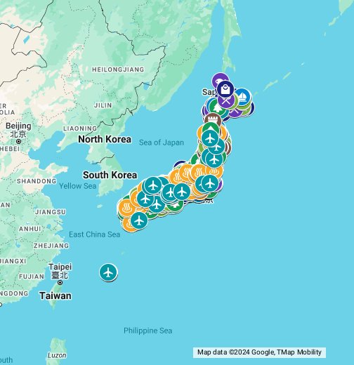 日本路線図 - Japanese Railway Tourist spot map - 日本路線図