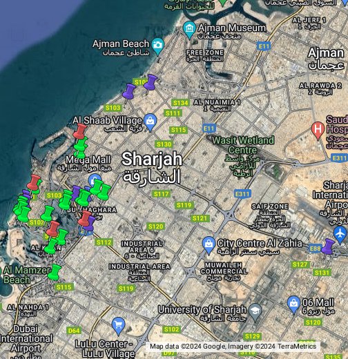 Карта отелей шарджа