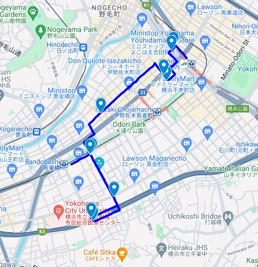 横浜橋商店街からイセザキモール - Google My Maps