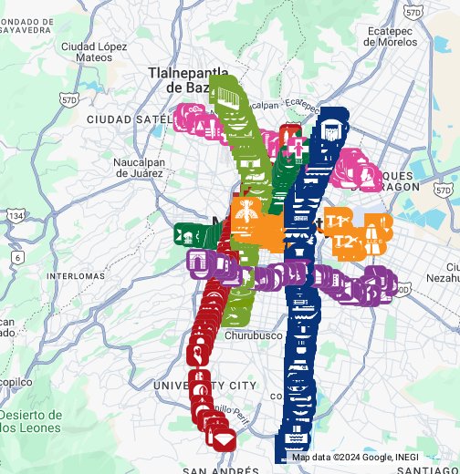 Plano de Sistema de Corredores de Transporte Público de Pasajeros del .,  Metrobús - Google My Maps