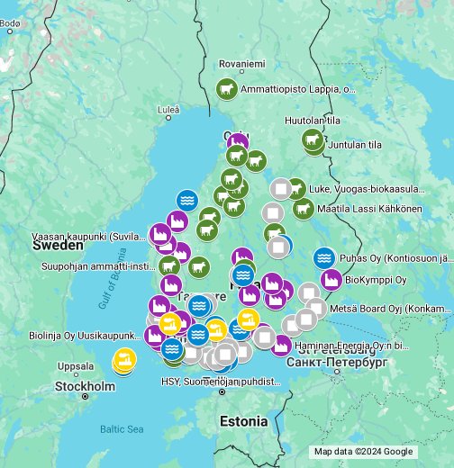 Suomen Biokaasulaitokset 2018 – Google My Maps
