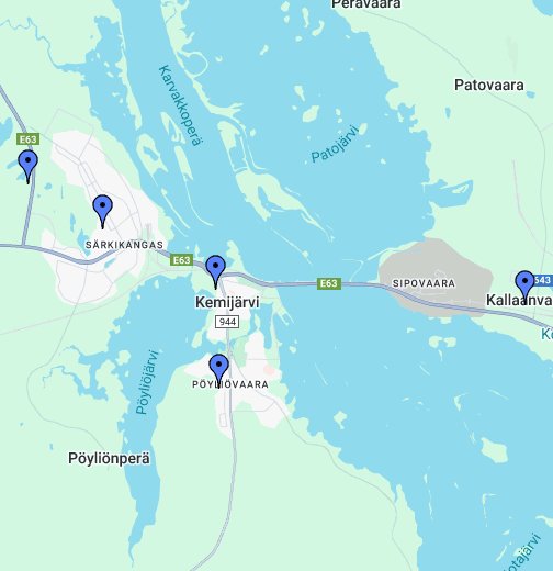 Kemijärvi hiihtolatujen p-paikat – Google My Maps