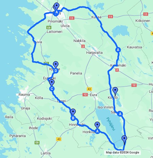 Yläne - Kokemäki – Google My Maps