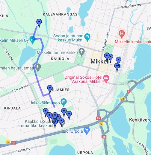 Mikkeli, Bank, University, Transport – Google My Maps
