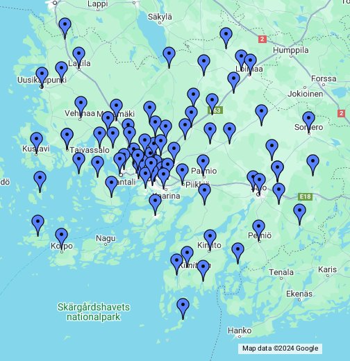 Varsinais-Suomen kirjastot – Google My Maps