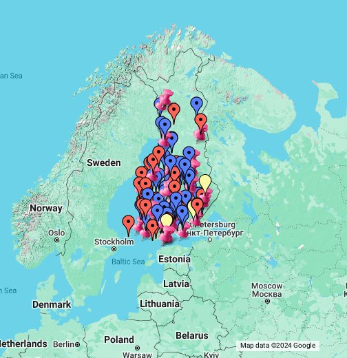 Suomen keilahallit – Google My Maps