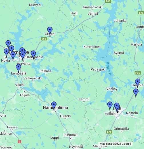 Jäähallit - Häme – Google My Maps
