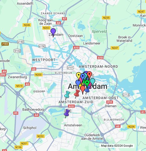 amsterdam kartta Amsterdam nähtävyydet kartalla – Google My Maps