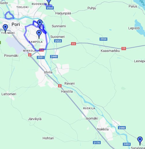 Lenkkipolkuja Porissa ja Paratiisinpolku Harjavallassa – Google My Maps